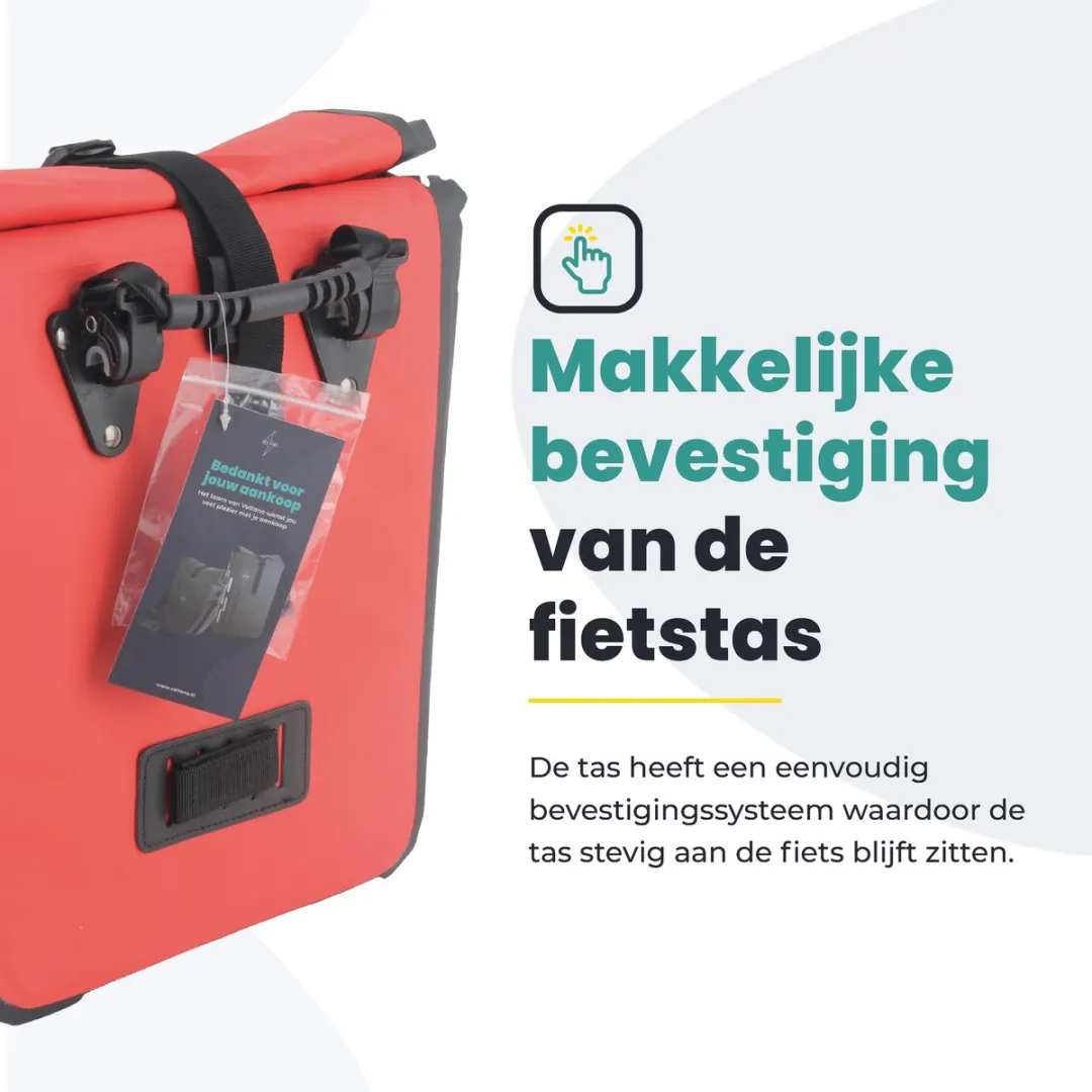Voltano Fietstas 16L - Zwart/Rood - Waterdicht