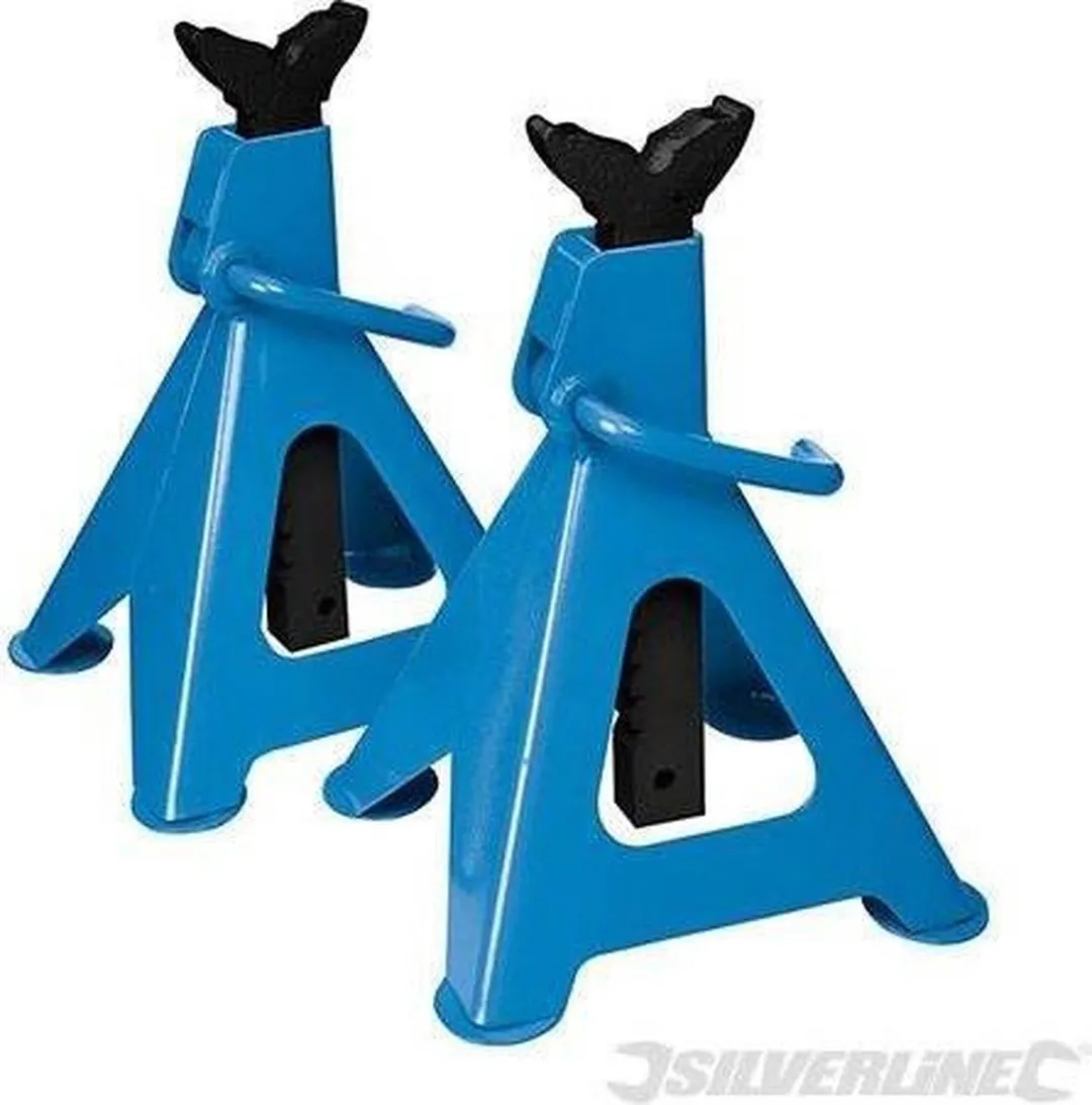 Silverline Assteunen Heavy-Duty 6 Ton - Verstelbaar - Set van 2 - Blauw