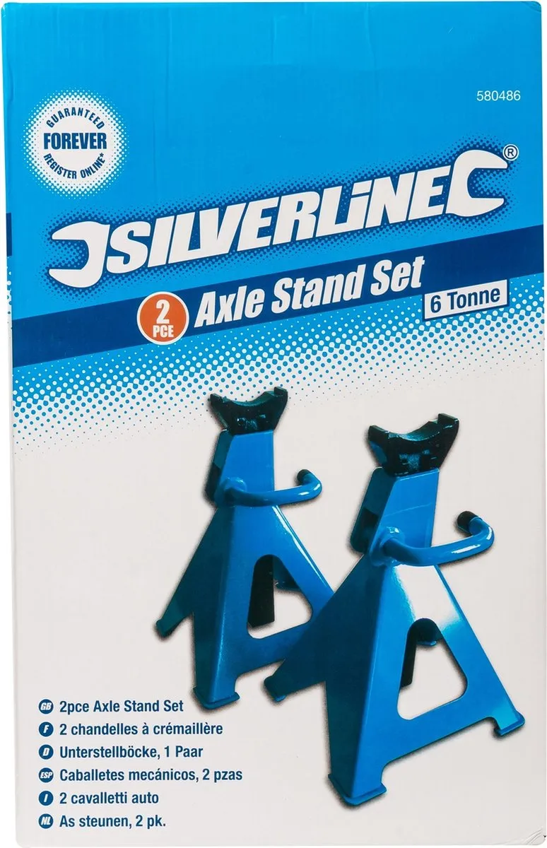 Silverline Assteunen Heavy-Duty 6 Ton - Verstelbaar - Set van 2 - Blauw
