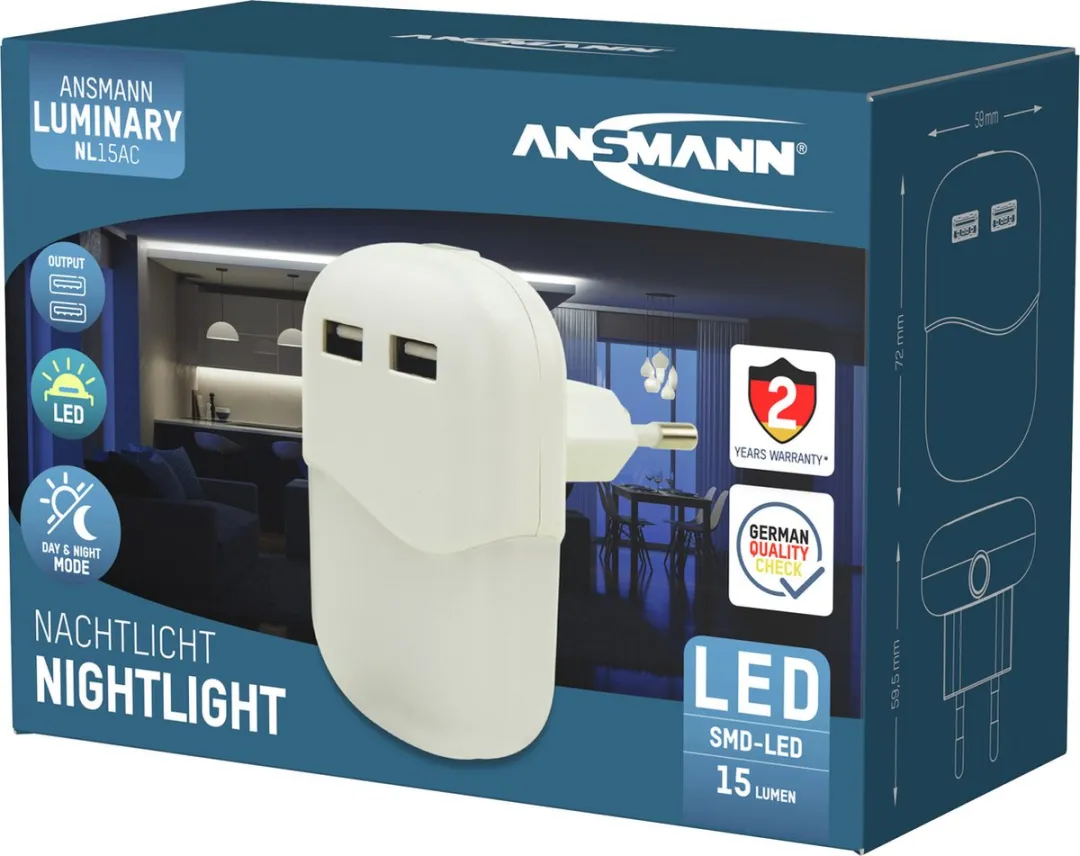 Ansmann Nachtlamp met Sensor 2x USB