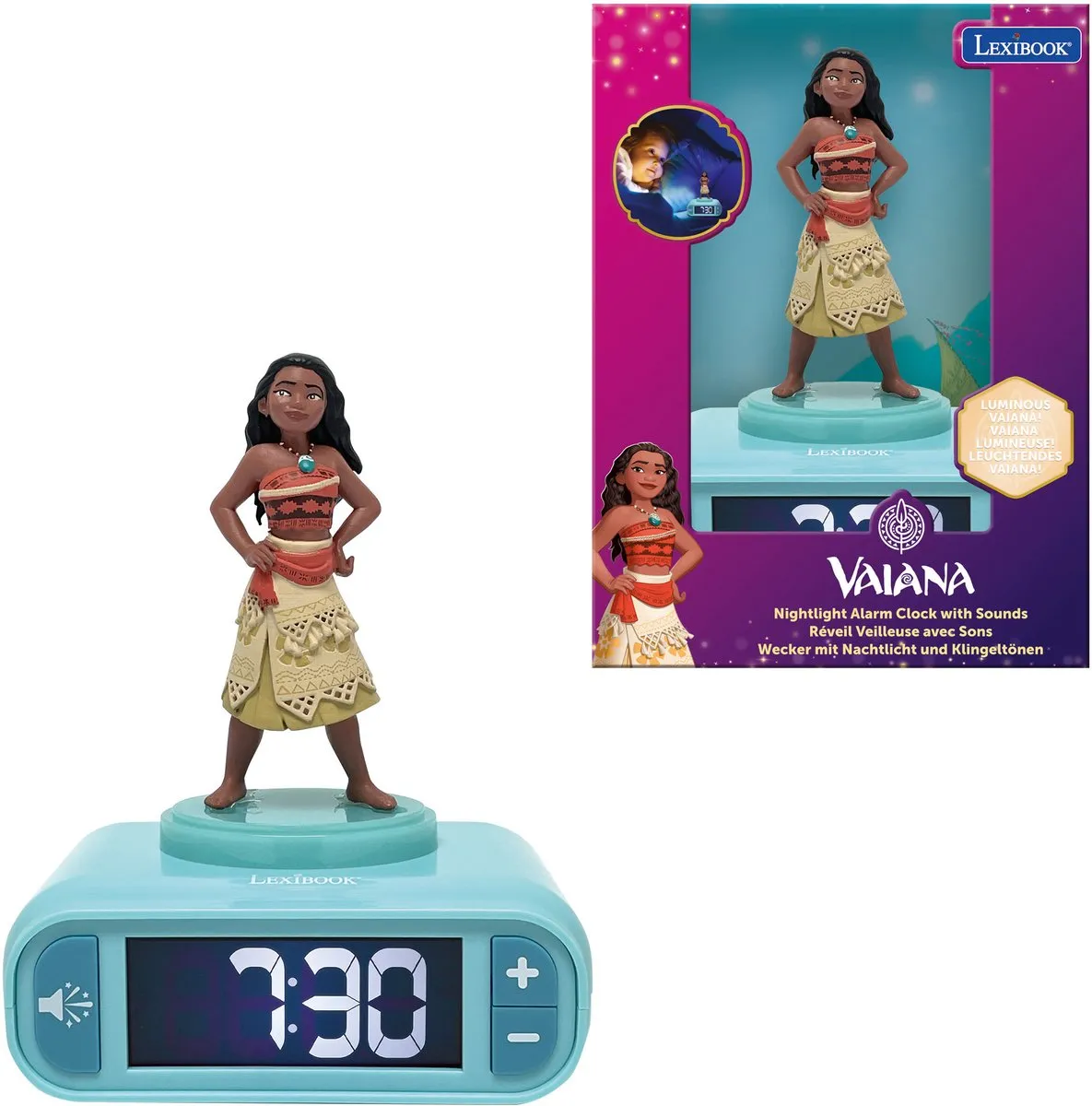 Disney Princess Vaiana Nachtlicht Wekker - Multicolor