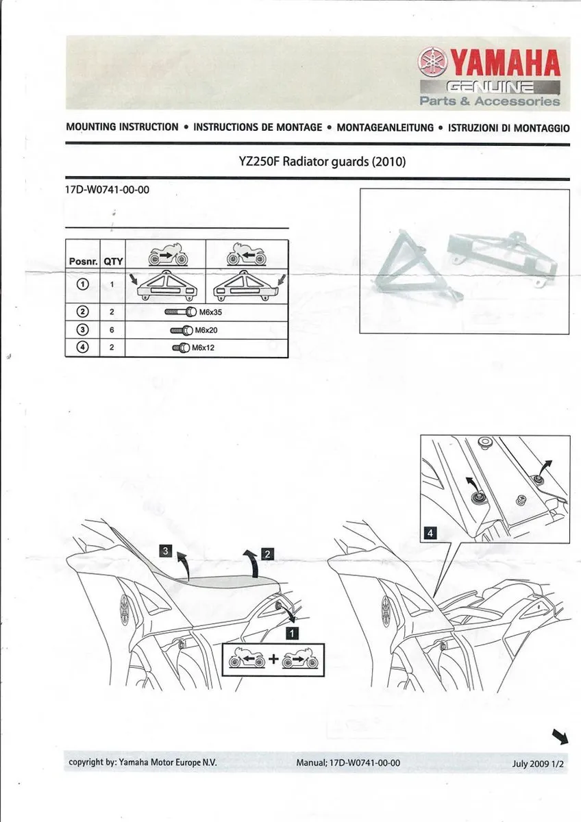 Yamaha YZ 250 F 2010 Radiatorbescherming - 17D-W0741-00