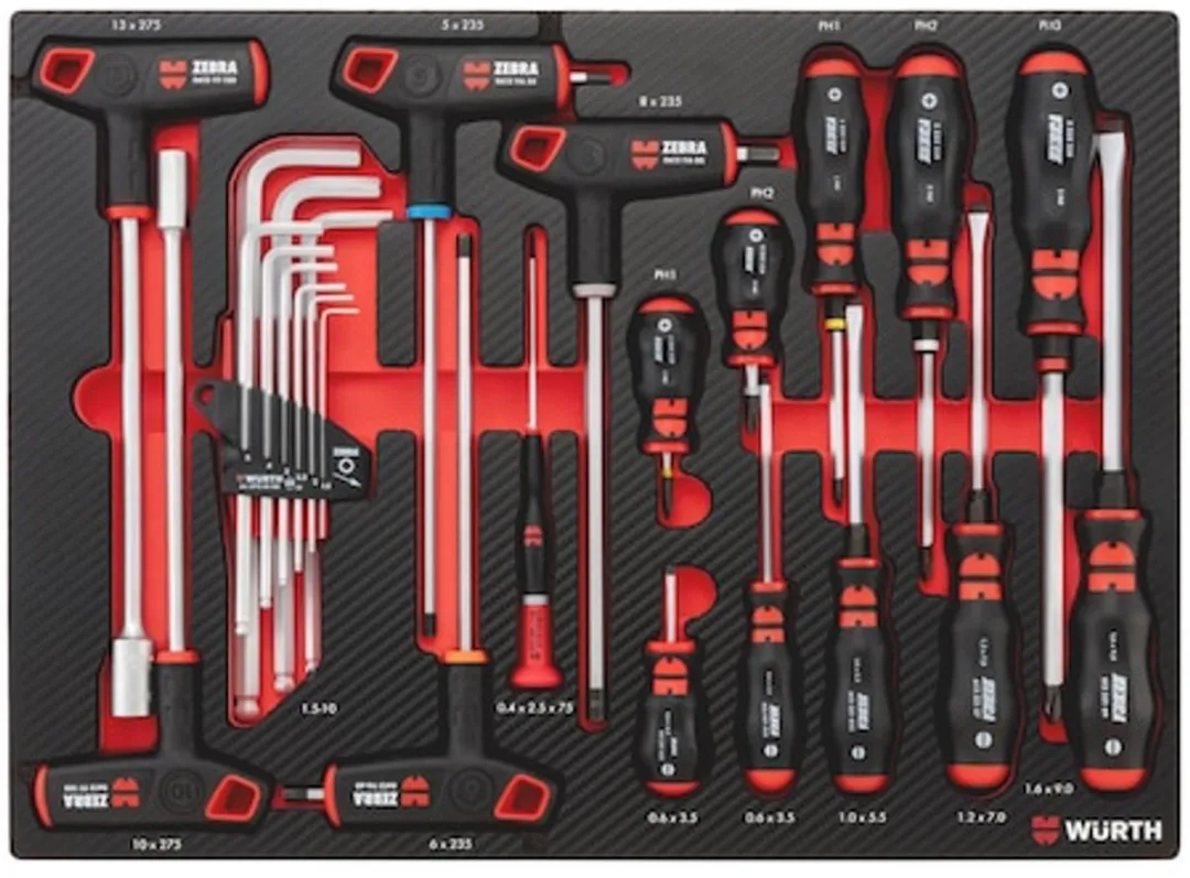 Würth Systeemassortiment 8.4.1 Schroevendraaierset 25-delig - Rood/Zilver/Zwart