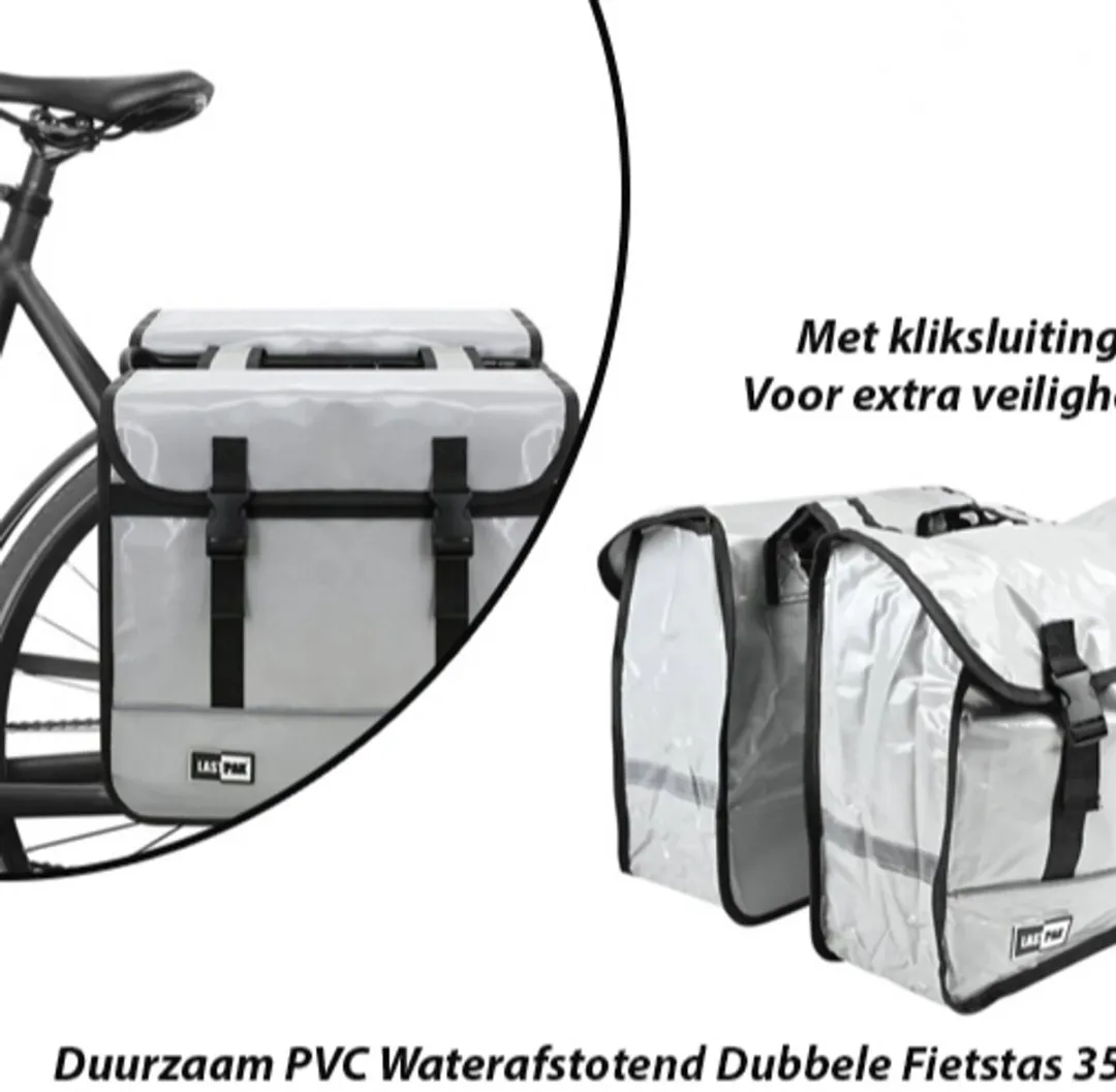 Lastpak Dubbele Fietstas 35L - Grijs