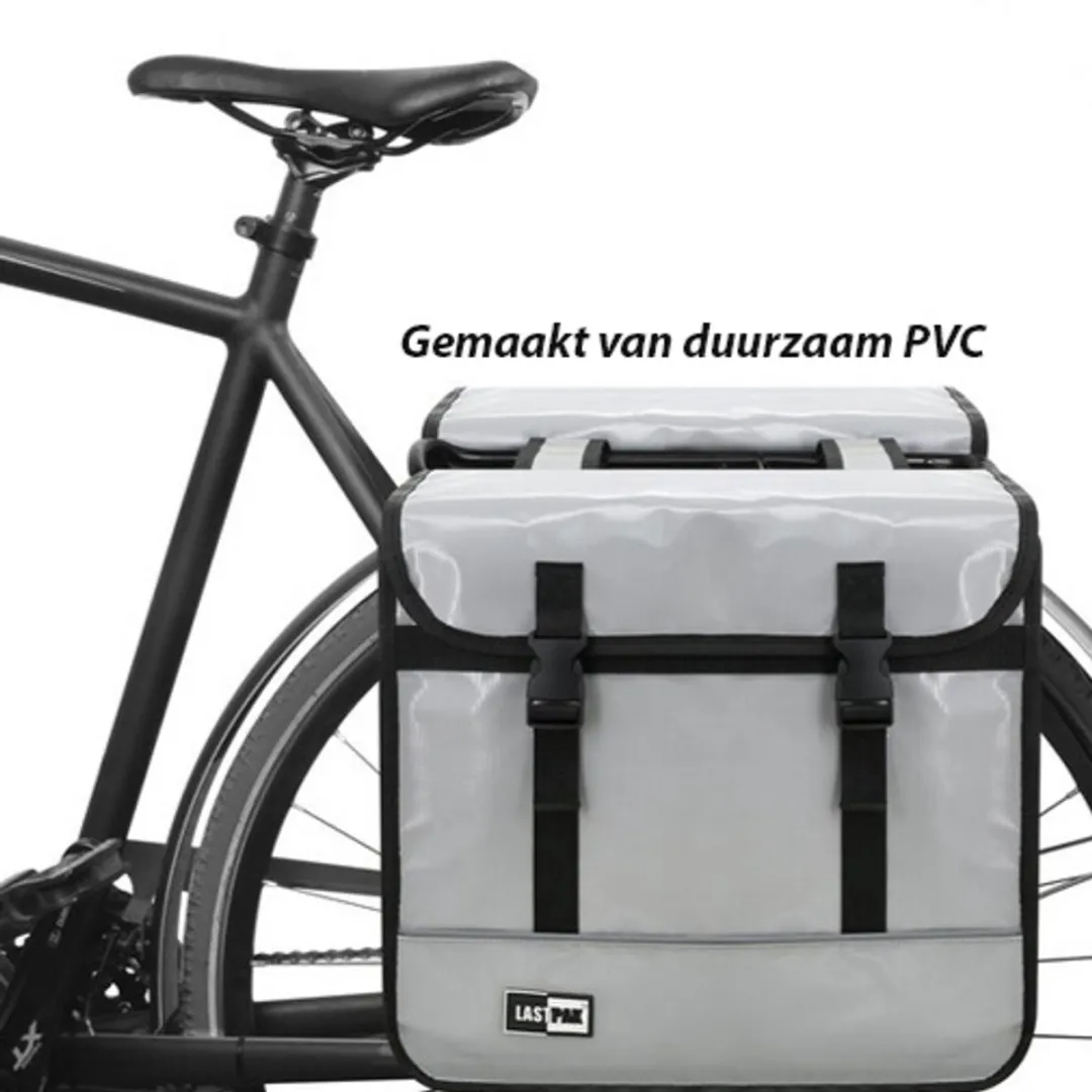 Lastpak Dubbele Fietstas 35L - Grijs