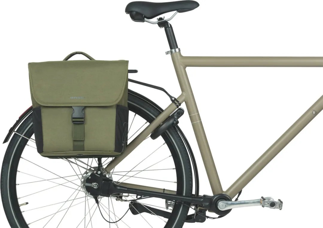Basil GO Dubbele Fietstas 32L - Darkgreen - MIK Adapterplaat