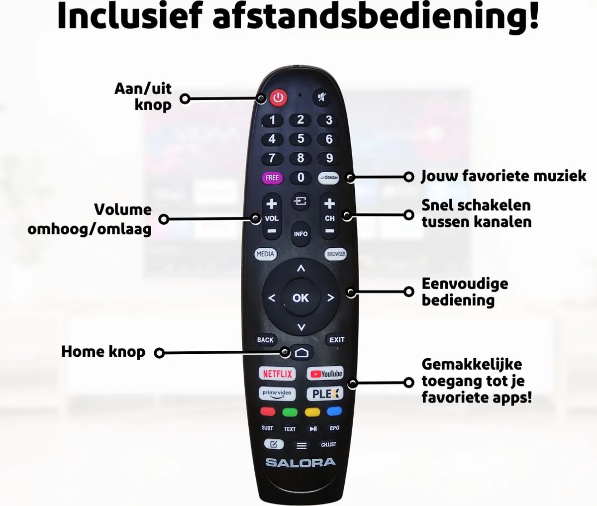 Salora FOD43UV 4K Smart TV - 43 inch - Zwart