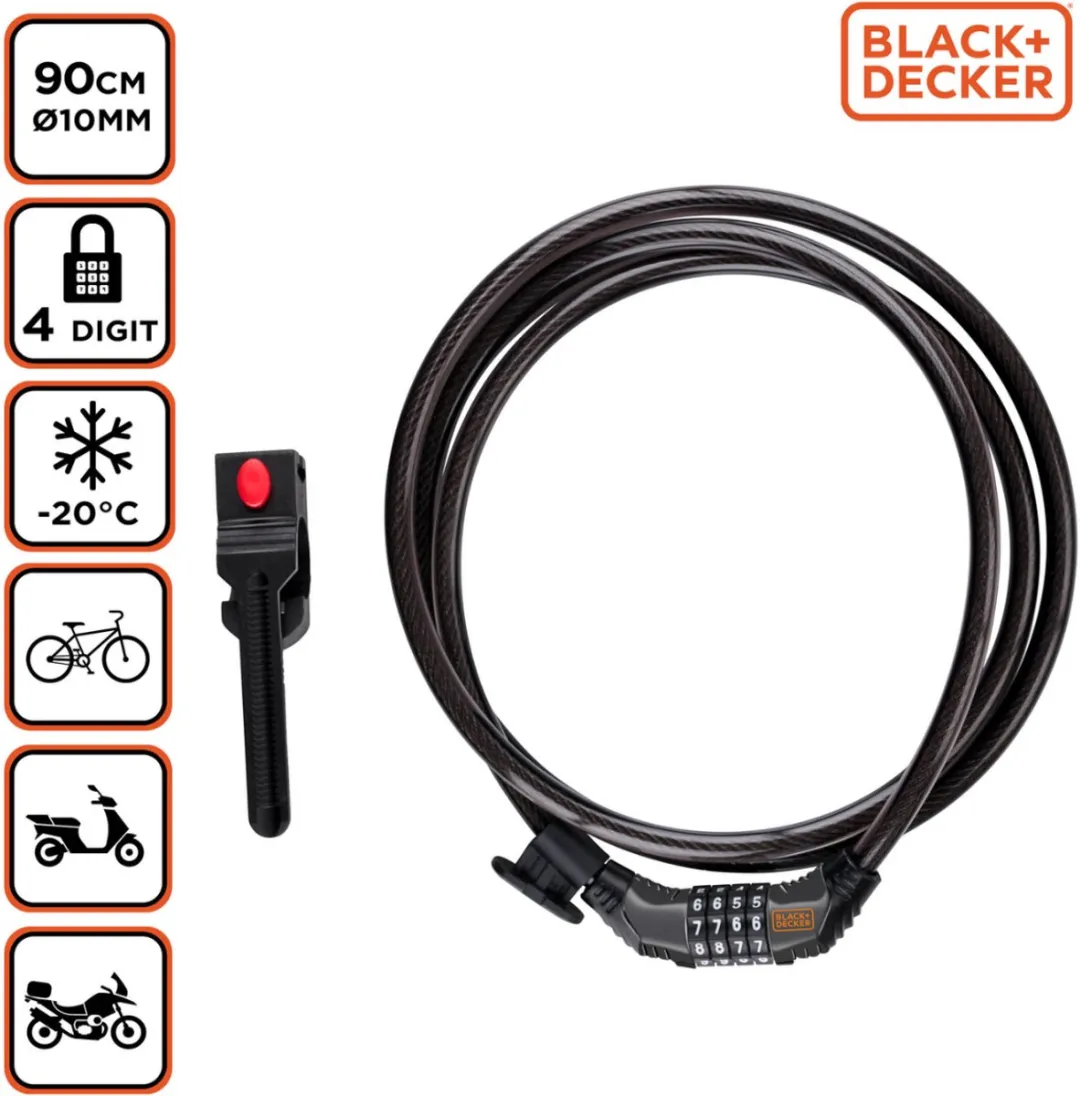 BLACK+DECKER BXCHBL7008 Cijferslot - 4 cijfers - Zwart