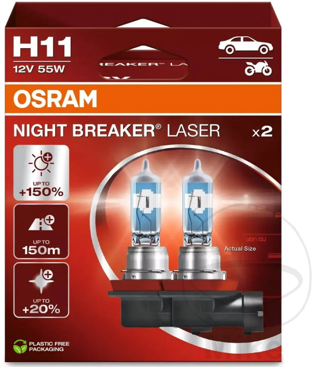 Osram Night Breaker Laser H11 Halogeen Autolampen - 2 Stuks