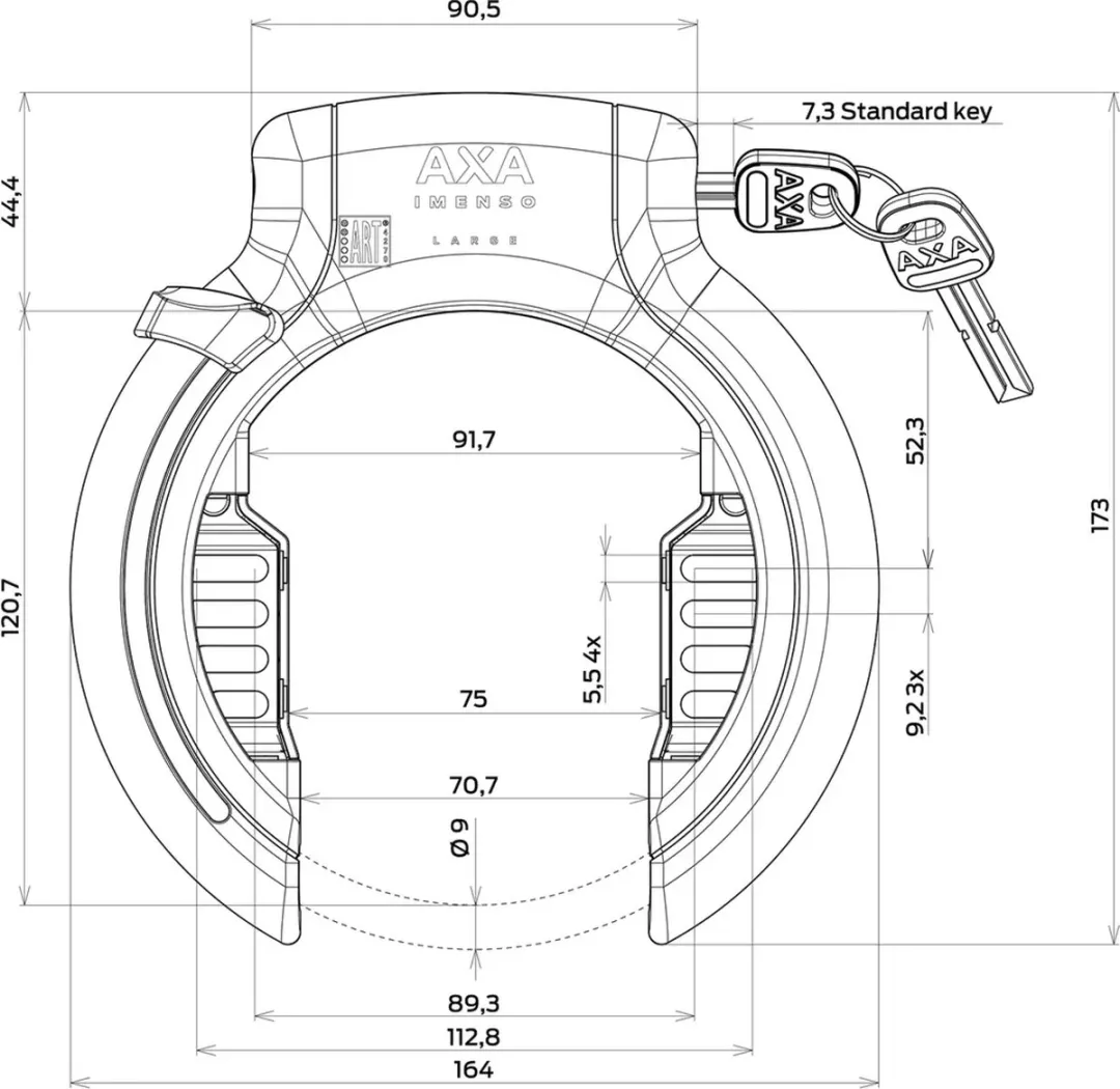 AXA Imenso Large Ringslot Flex Mount - ART 2 - Zwart