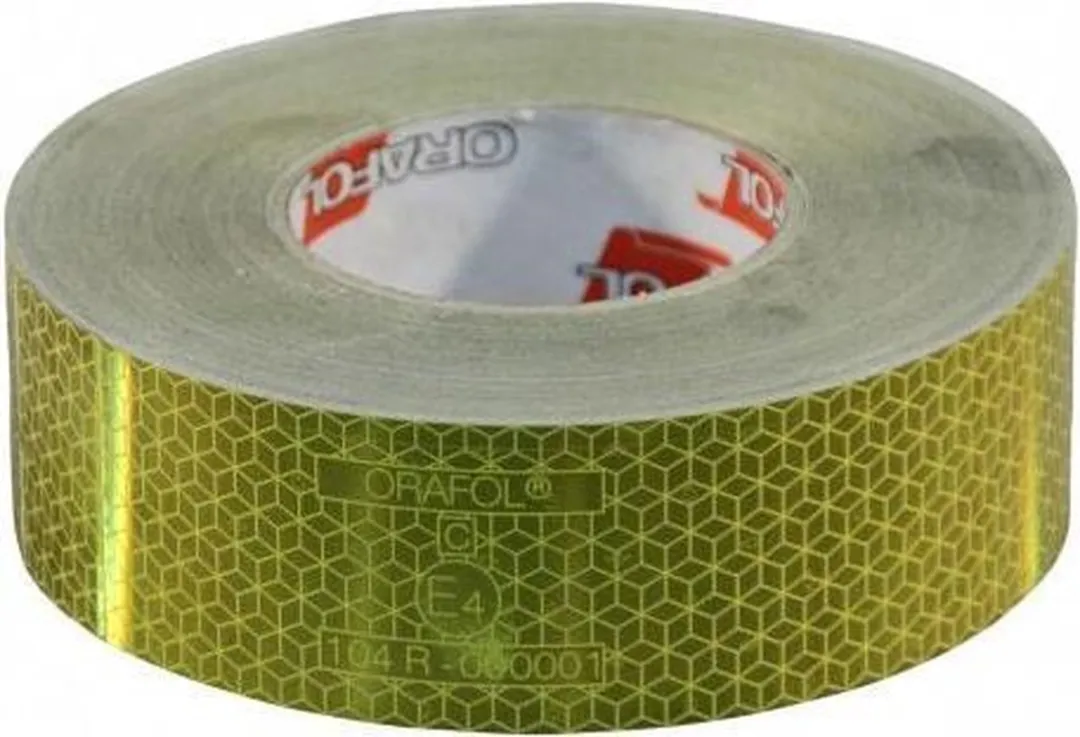 50 meter reflecterende tape voor zachte ondergrond - oranje/geel