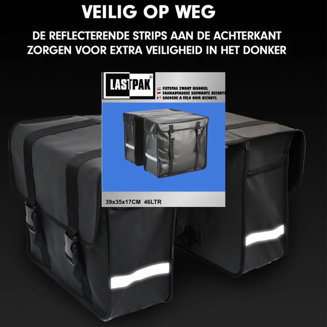 Lastpak Bisonyl Dubbele Fietstas 46L - Zwart