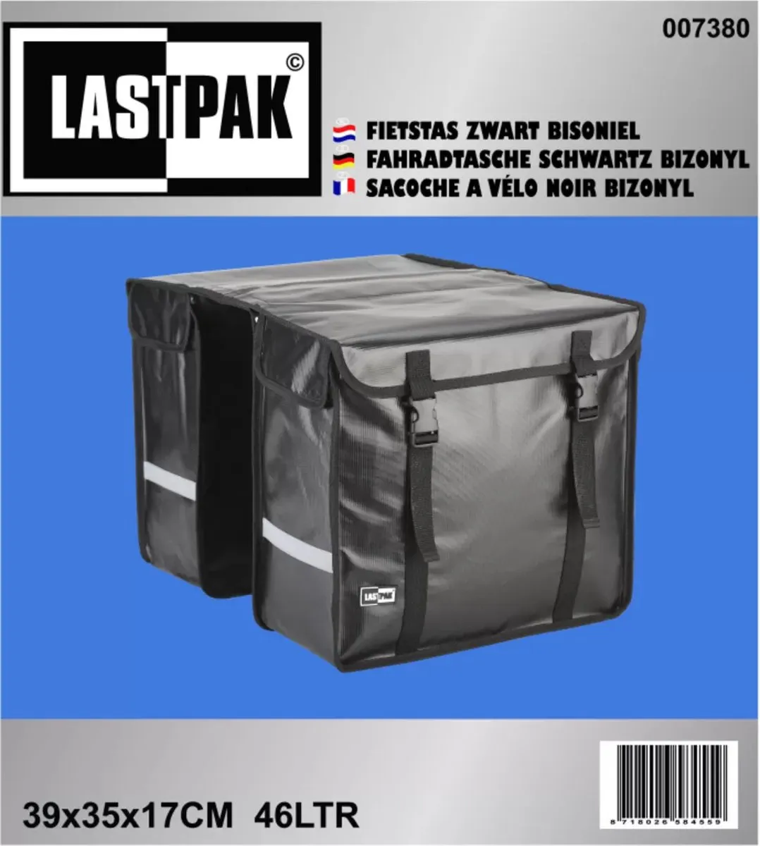 Lastpak Bisonyl Dubbele Fietstas 46L - Zwart