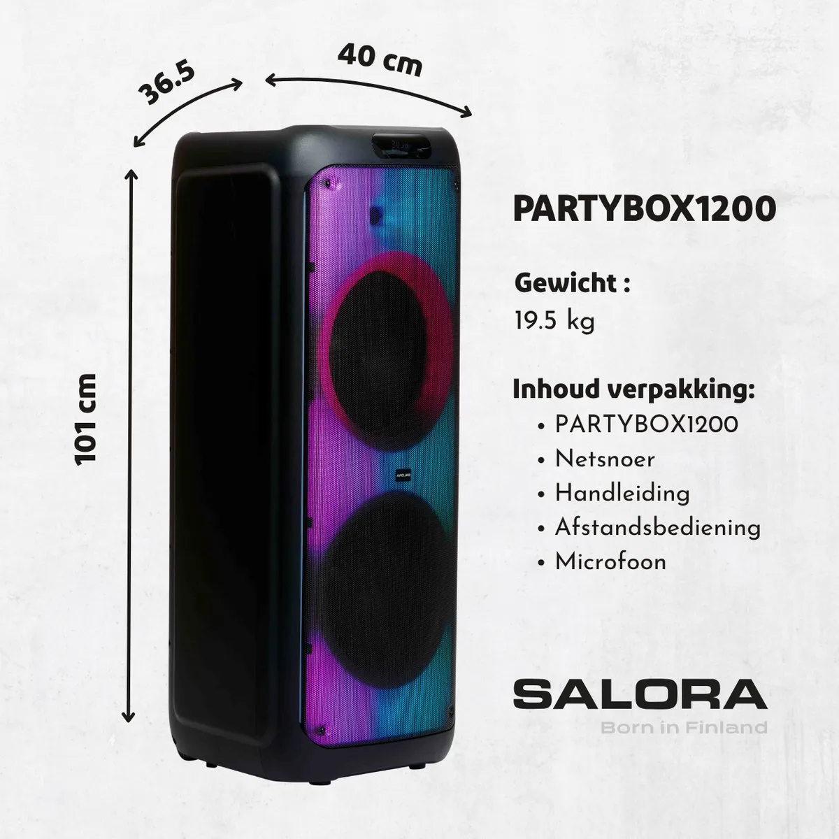 Salora PARTYBOX1200 Box - 1200W - Zwart
