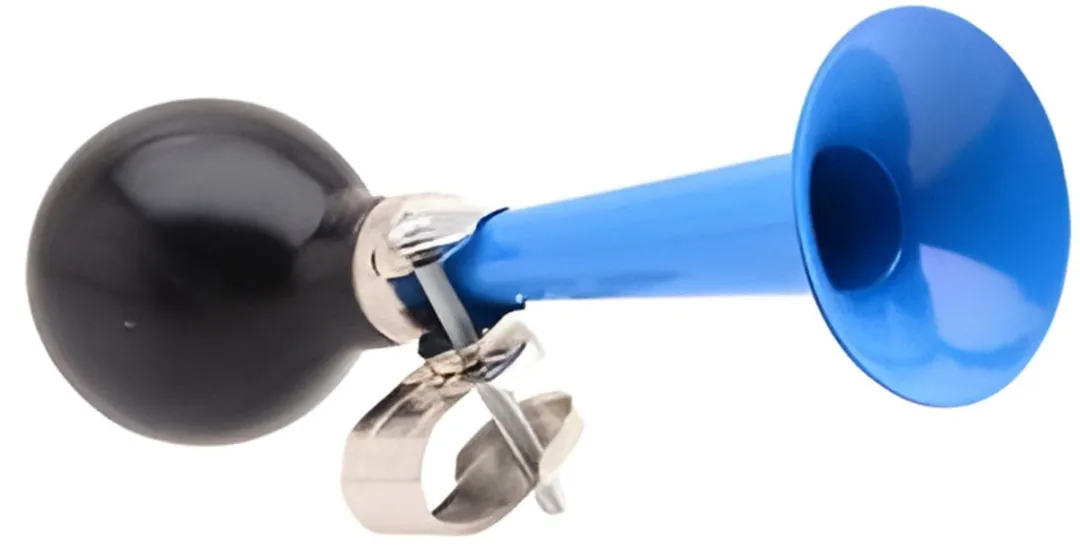 Johntoy Fiets toeter - 2x - metaal - blauw - Kinderen - Kinderfiets - luchthoorn - retro knijptoeter