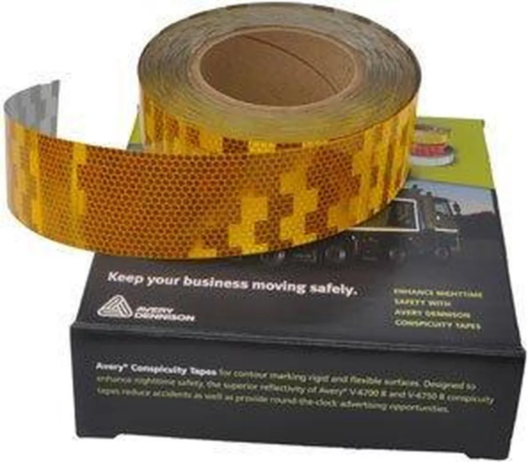 50 meter reflecterende tape voor harde ondergrond - oranje/geel