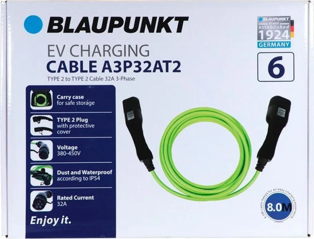 Blaupunkt Laadkabel Elektrische Auto A3p16at2 Groen 8 Meter