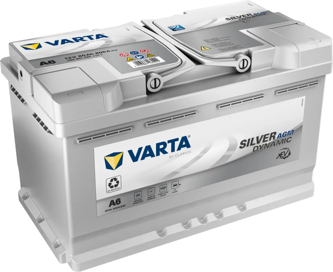 Varta A6 Silver Dynamic AGM XEV Ready 12V 80Ah 800A Auto-accu F21