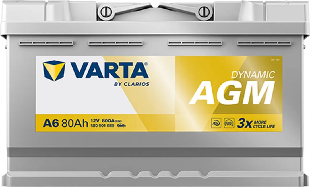 Varta A6 Silver Dynamic AGM XEV Ready 12V 80Ah 800A Auto-accu F21