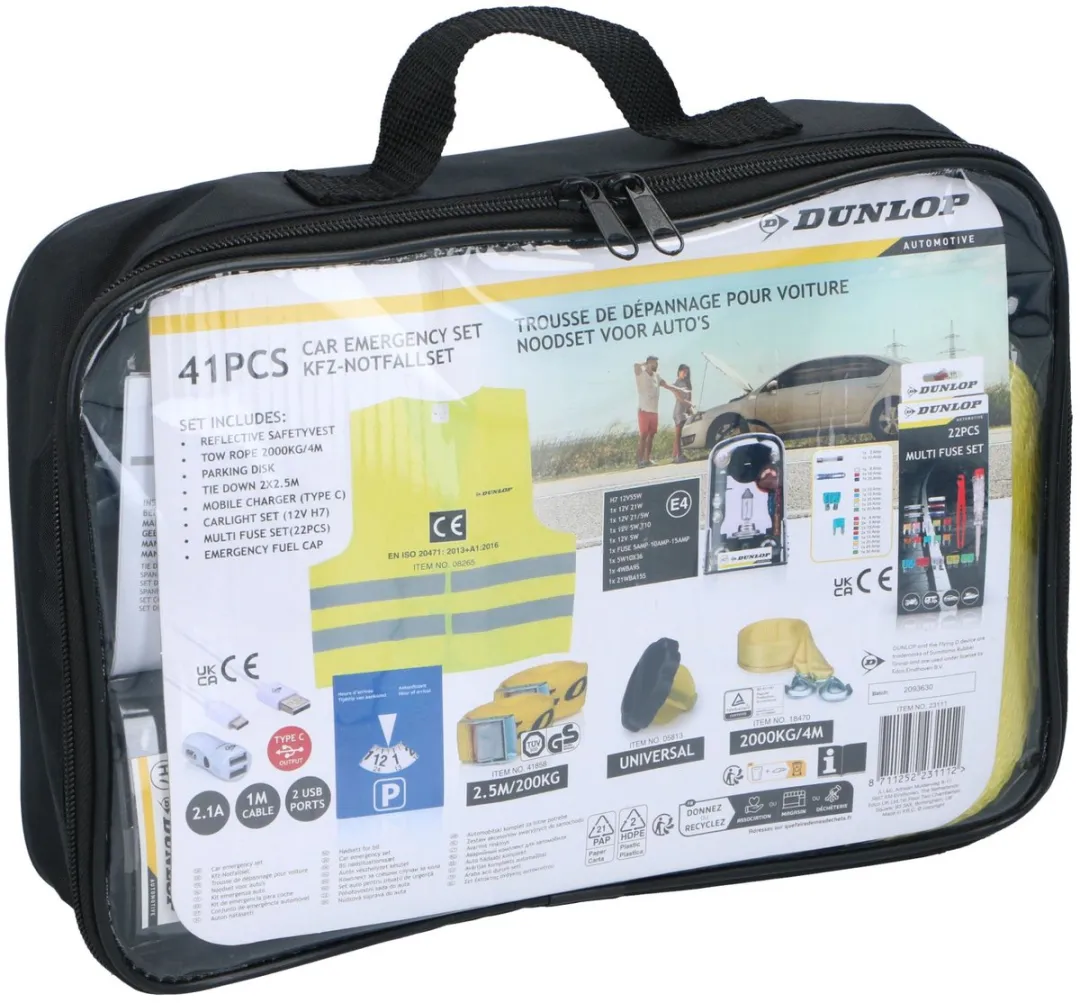 Dunlop Auto Veiligheidsset 10-delig - Zwart