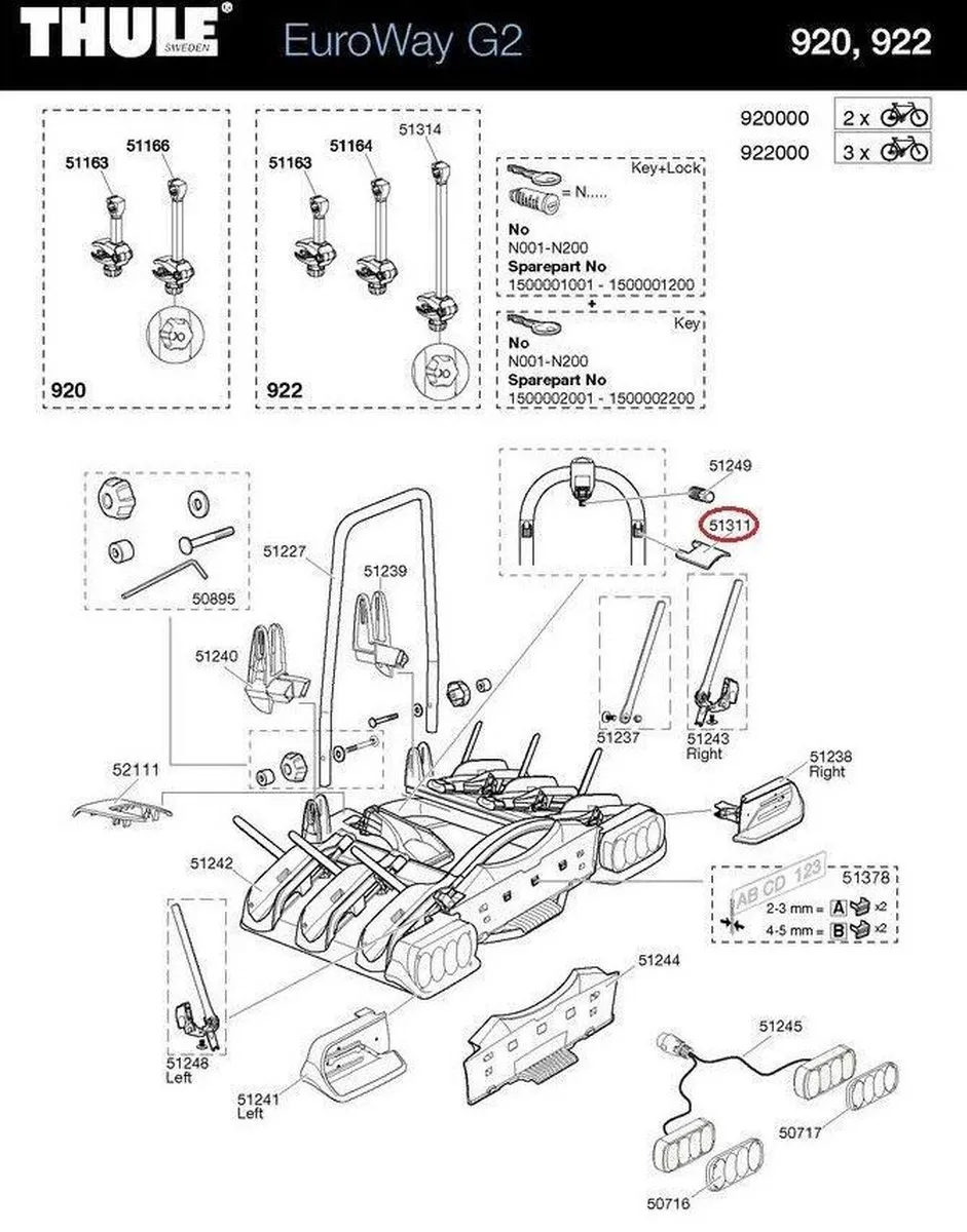 Thule M16 HangOn Afstelbout 50212 - Zilver
