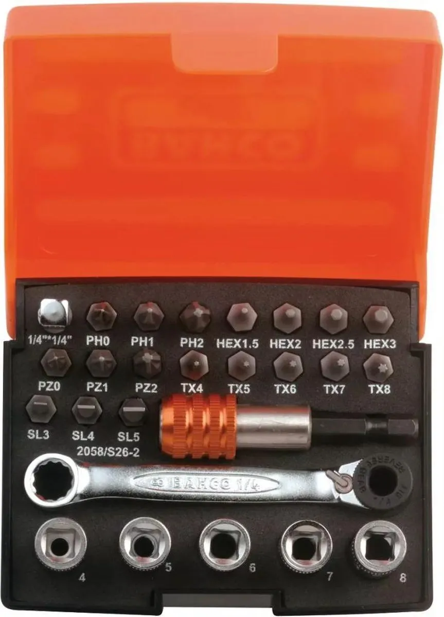 Bahco Doppenset 26-delig 1/4"