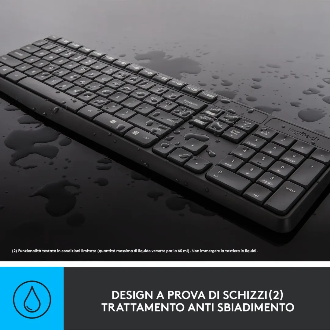 Logitech MK235 Draadloos Toetsenbord - Italiaans QZERTY - Zwart - afbeelding 6 van 6