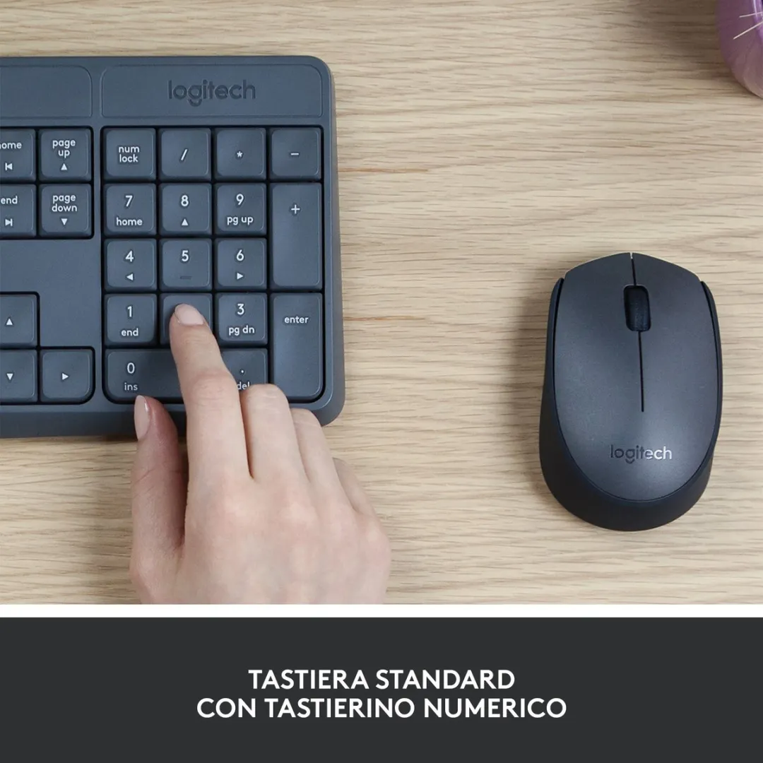 Logitech MK235 Draadloos Toetsenbord - Italiaans QZERTY - Zwart