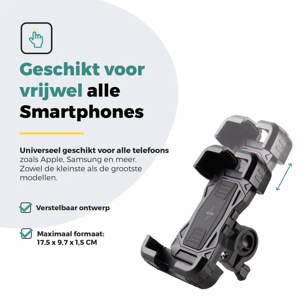 Voltano Strong Universele Telefoonhouder Fiets - Zwart - 360° Draaibaar