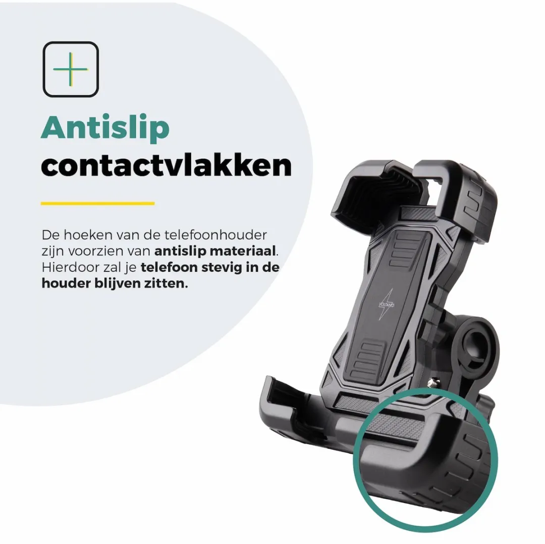 Voltano Strong Universele Telefoonhouder Fiets - Zwart - 360° Draaibaar