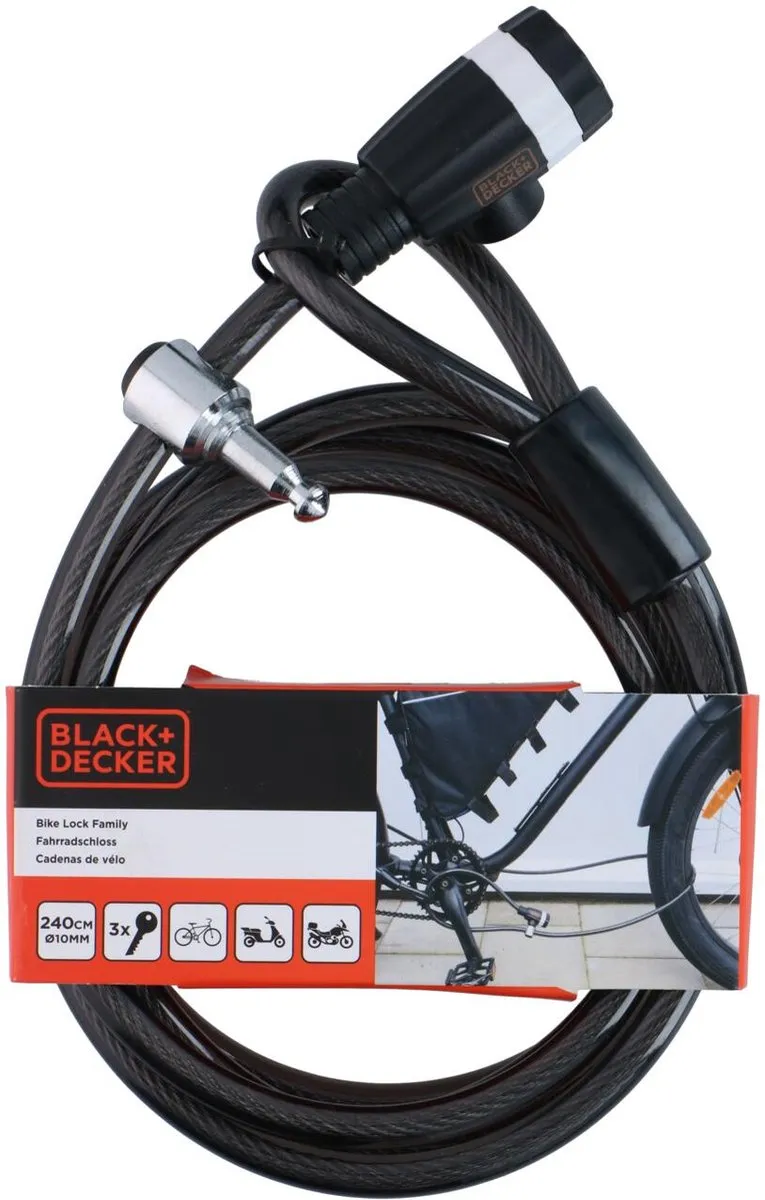 BLACK+DECKER BXCHBL7005 Familie Fietsslot 240cm - Zwart