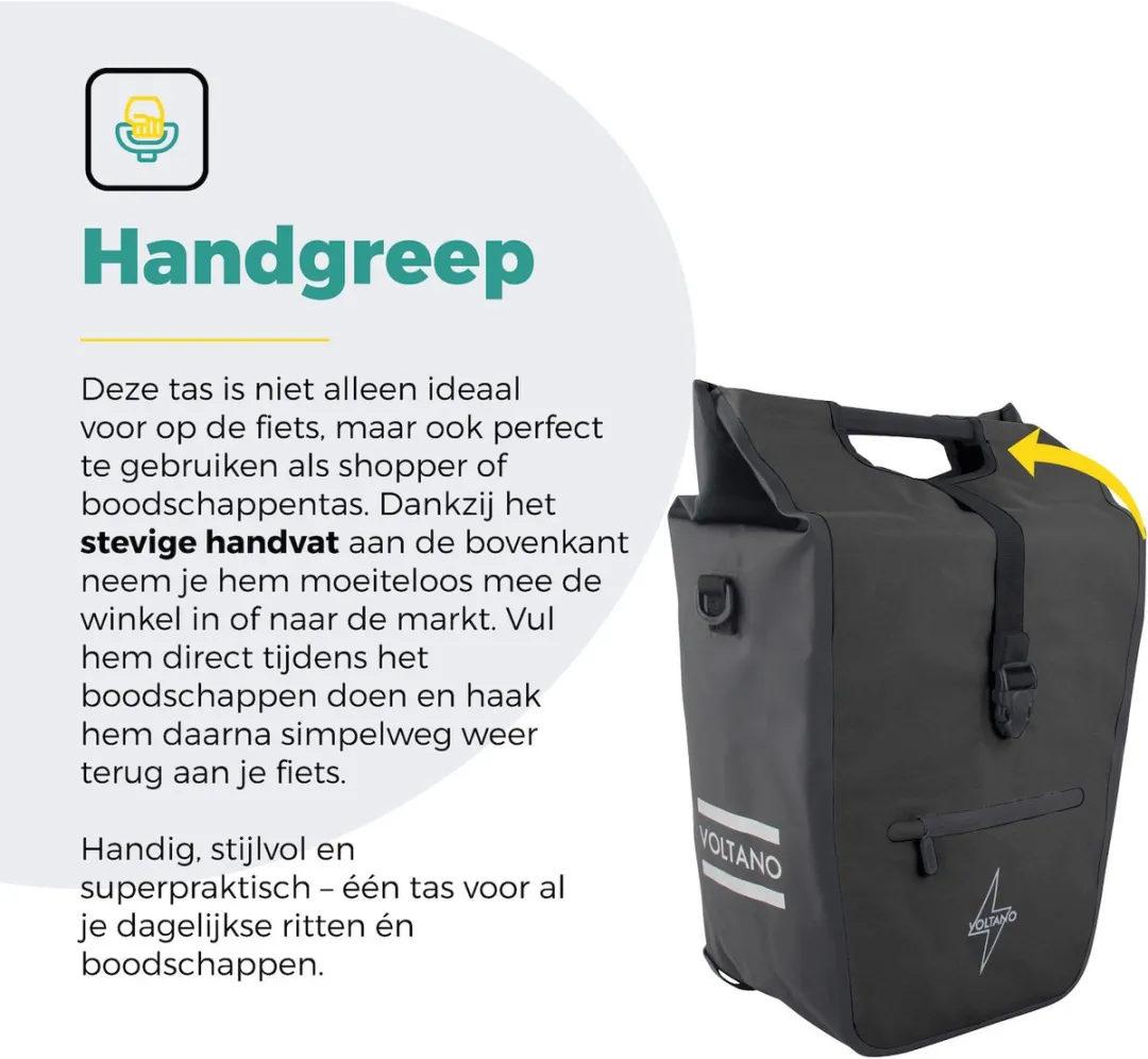 Voltano E-bike Shopper Enkele Fietstas 27L - Zwart