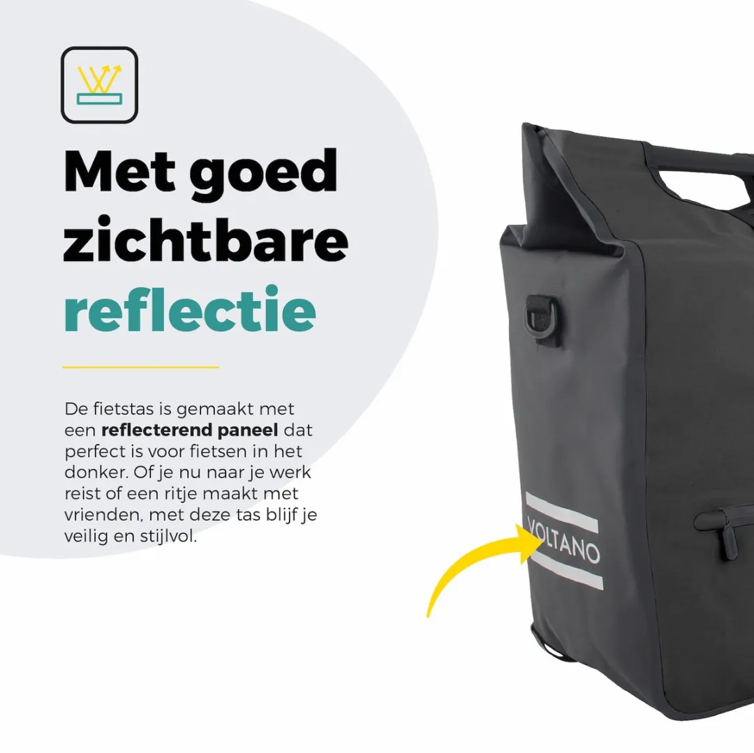 Voltano E-bike Shopper Enkele Fietstas 27L - Zwart - afbeelding 6 van 6