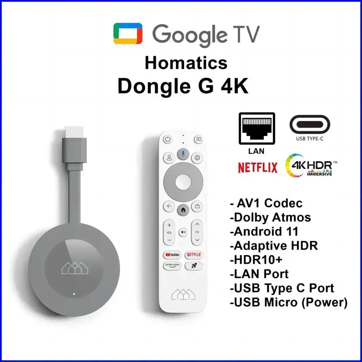 Google Homatics Viatel Xcruiser GD2 4K Google TV Dongle - 8GB - Zilver