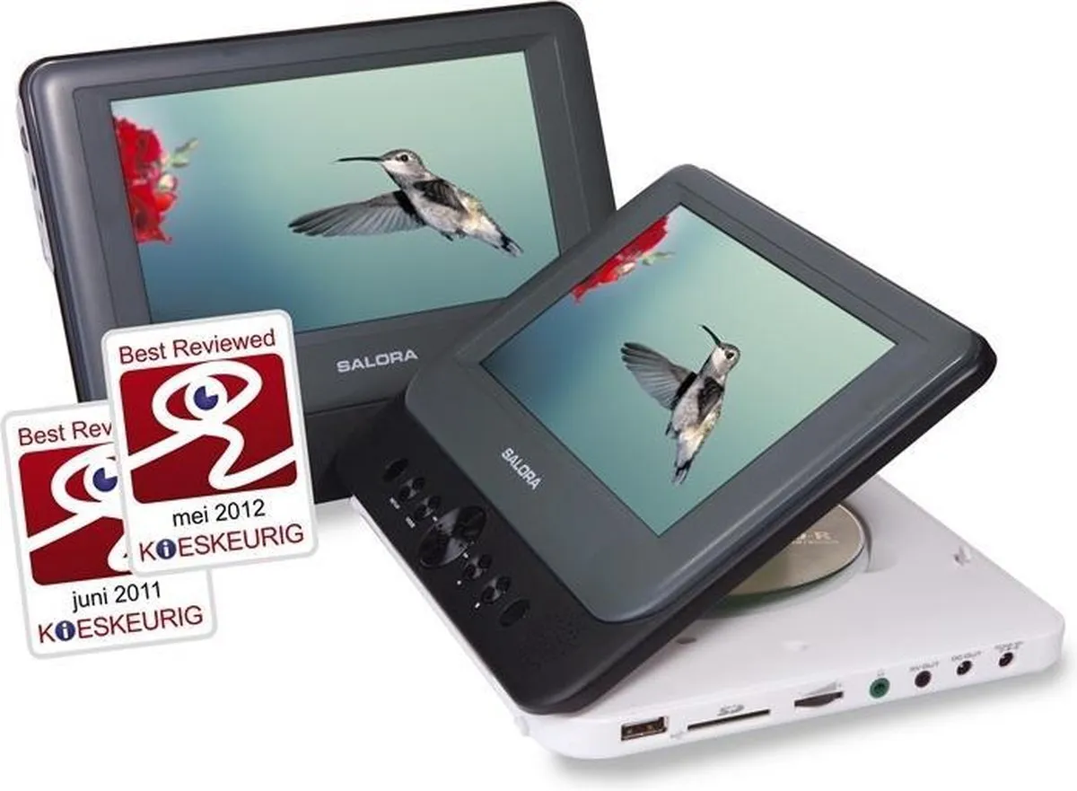 Salora DVP7048TWIN Draagbare DVD-speler 2x7" - Grijs/Wit