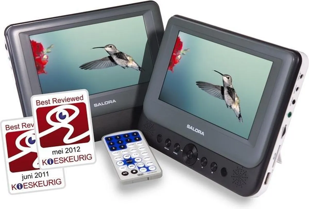 Salora DVP7048TWIN Draagbare DVD-speler 2x7" - Grijs/Wit - afbeelding 6 van 6