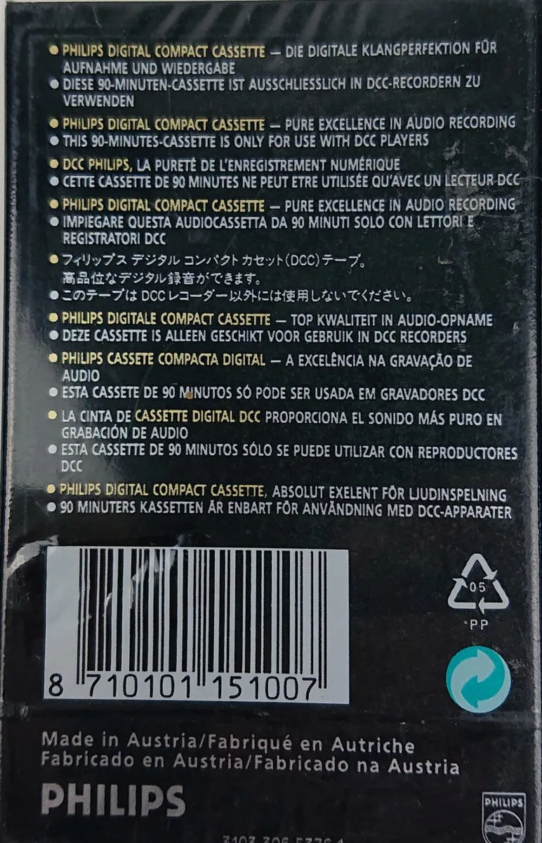 Philips DCC Digital Compact Cassette 90 min - Zwart