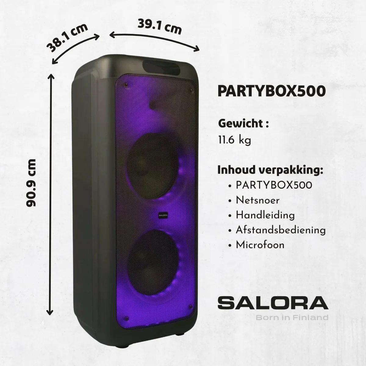 Salora PARTYBOX500 Partybox - 500W - Zwart
