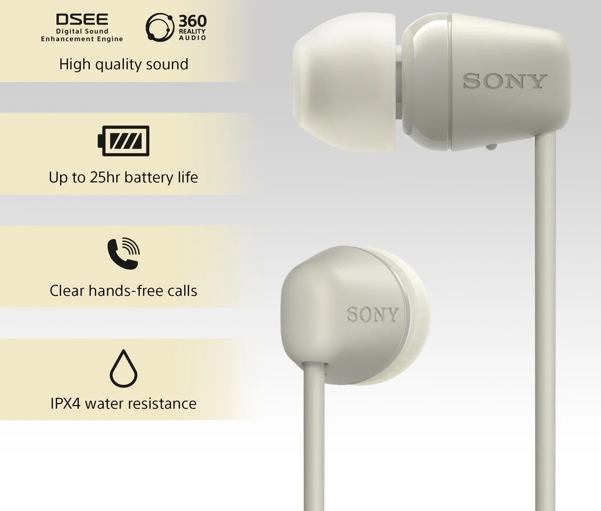 Sony WI-C100 Draadloze Oordopjes - Taupe - afbeelding 6 van 6