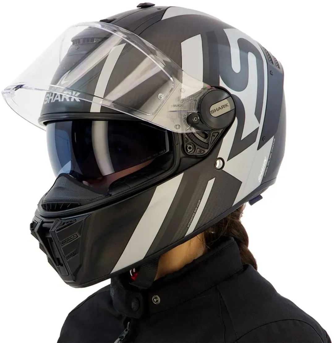 Shark Spartan RS Carbon Shawn Mat Carbon Black Silver Helm - XS