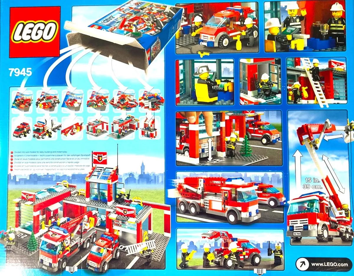 LEGO City Brandweer Hoofdkwartier 7945 - 600 Stenen - 4 Minifiguren - afbeelding 2 van 2