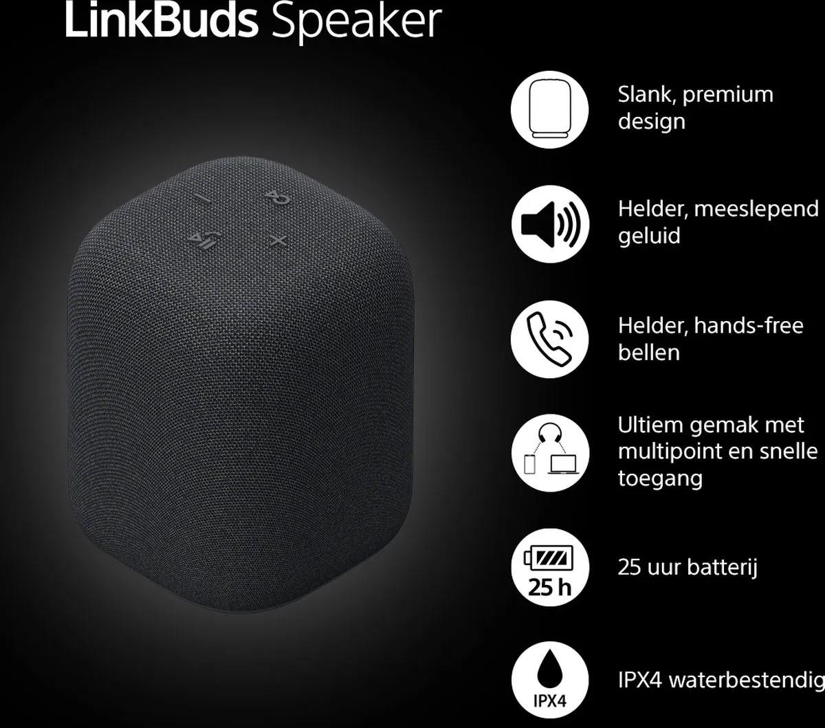 Sony LinkBuds Speaker SRSLS1B.CE7 - Draadloze Bluetooth Speaker - Zwart