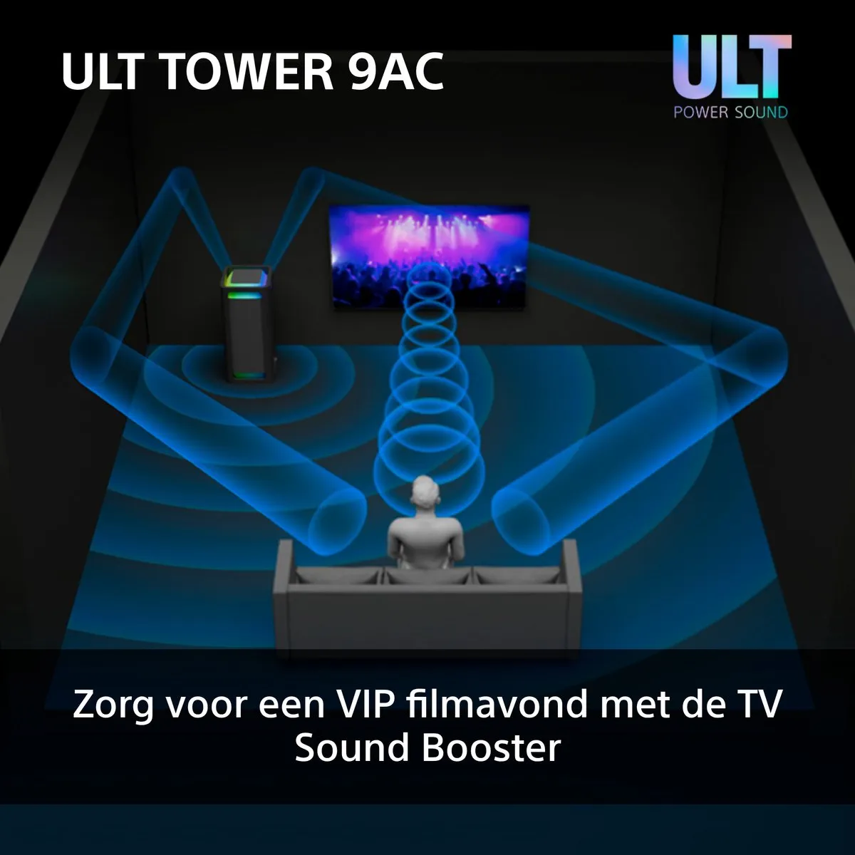 Sony ULT Tower 9 (AC) - Bluetooth Partybox - Zwart