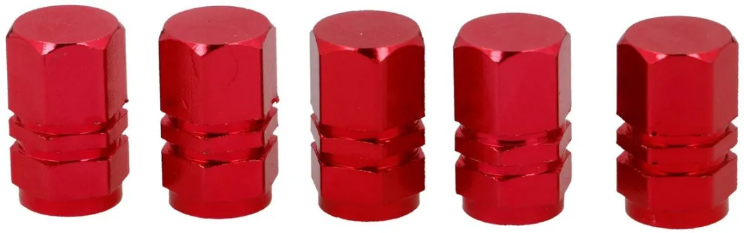 Dunlop Ventieldoppen 5-delig - Rood - Aluminium