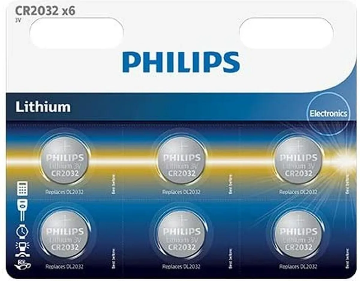 Philips CR2032 Lithium Knopcelbatterij - Zilver