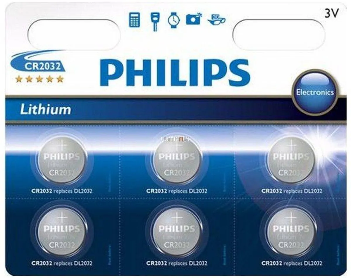 Philips CR2032 Lithium Knopcelbatterij - Zilver