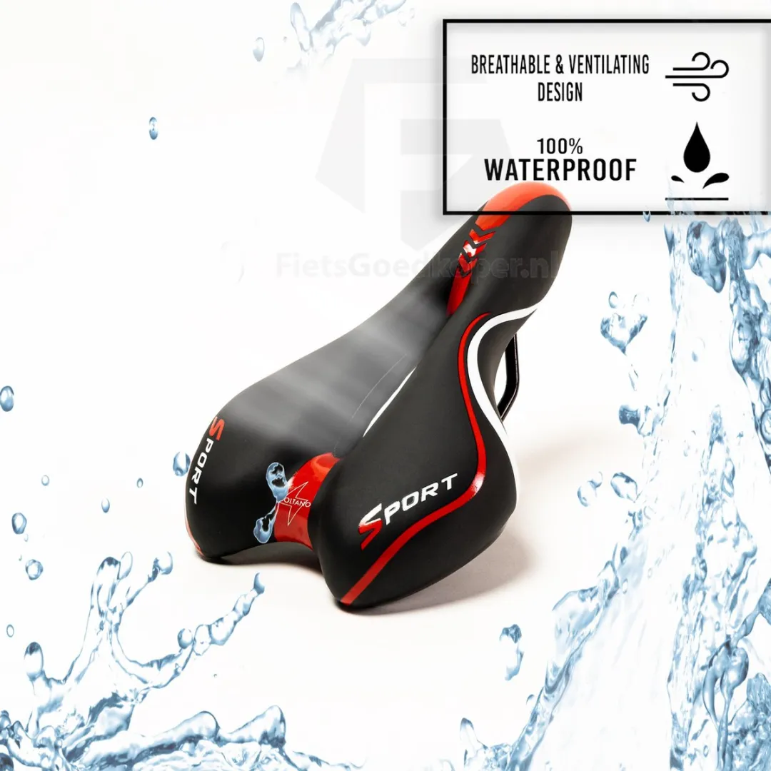 Voltano Sport Fietszadel Gel Trekking - Zwart/Rood - 45-155mm