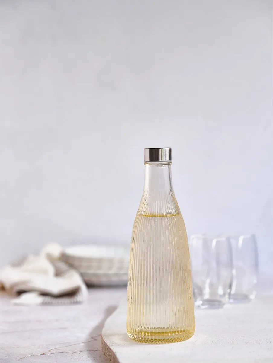 Cosy & Trendy Karaf Atla Sparkling Champagne 1 liter - Glas Met RVS Dop - Opvallend Design Voor Water, Frisdrank & Cocktails