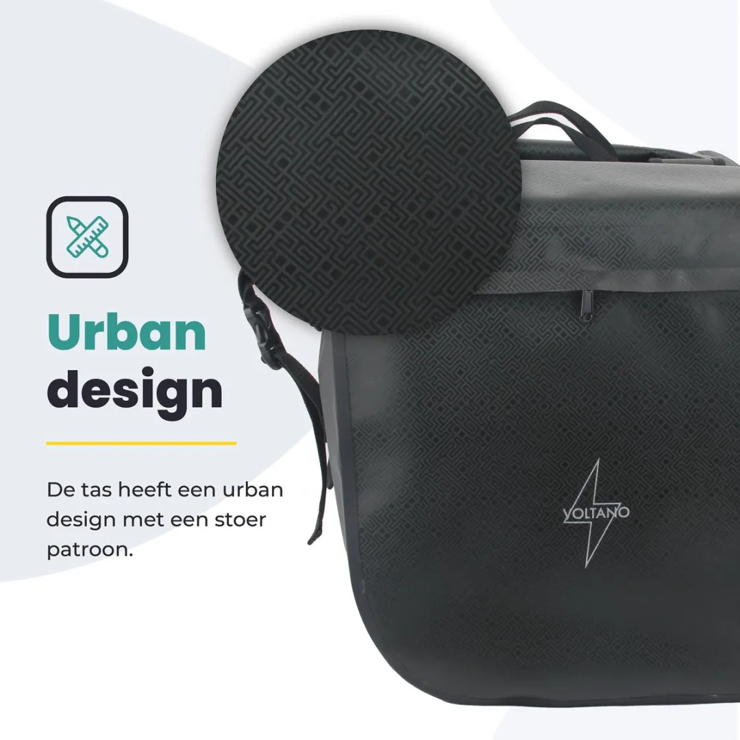 Voltano Dubbele Fietstas Rolltop Urban 48L - Zwart