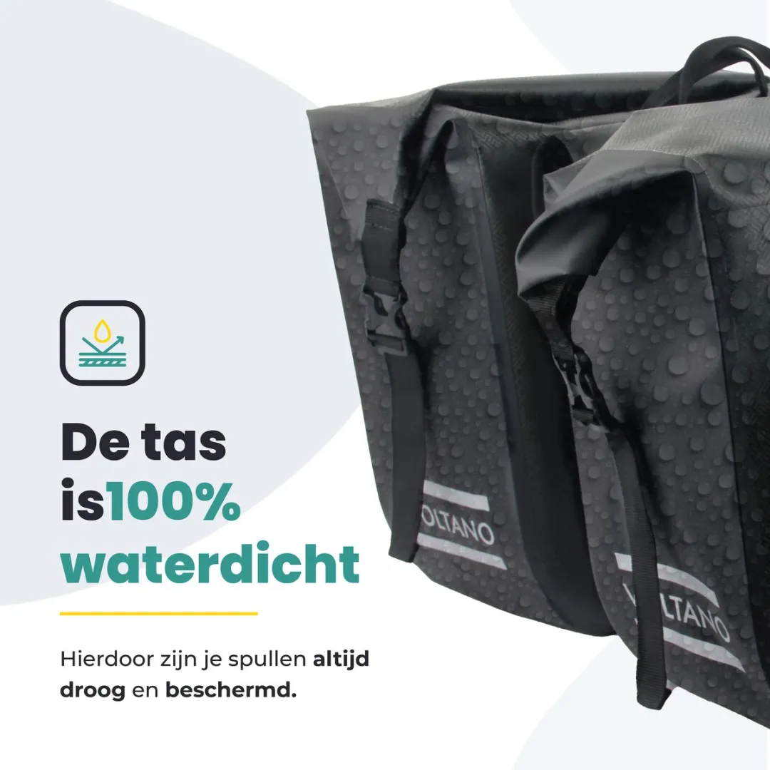 Voltano Dubbele Fietstas Rolltop Urban 48L - Zwart